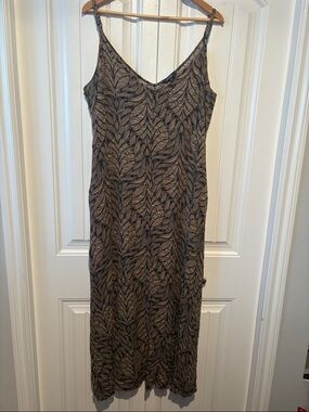 George Brown Leaf-Print Maxi Slip Dress